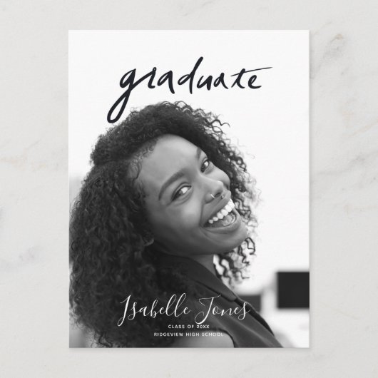 Handgeschreven briefings minimalistisch foto-Afstu Aankondigingskaart (Voorkant)