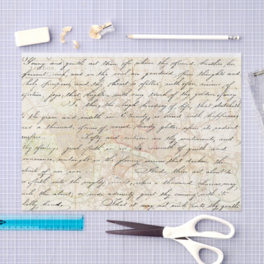  handgeschreven briefje Londen Map Decoupage Tissuepapier (Craft)