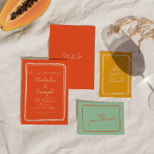 Handgeschreven Bright Oranje Retro Unique Wedding 