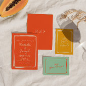 Handgeschreven Bright Oranje Retro Unique Wedding  Kaart