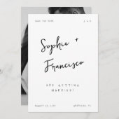 Handgeschreven bruid- en bruidegomnamen Franse bru Save The Date (Voorkant / Achterkant)