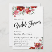 Handgeschreven Bruids douche Bordeauxrode Bloemen Kaart (Voorkant)