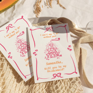 Handgeschreven bruidsmeisje vraag voor een champag kaart