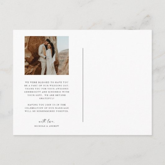 Handgeschreven bruiloft 2-foto dank u Briefkaart (Achterkant)