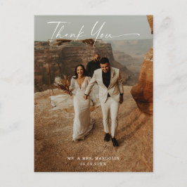 Handgeschreven bruiloft 2-foto Hartelijk dank Briefkaart