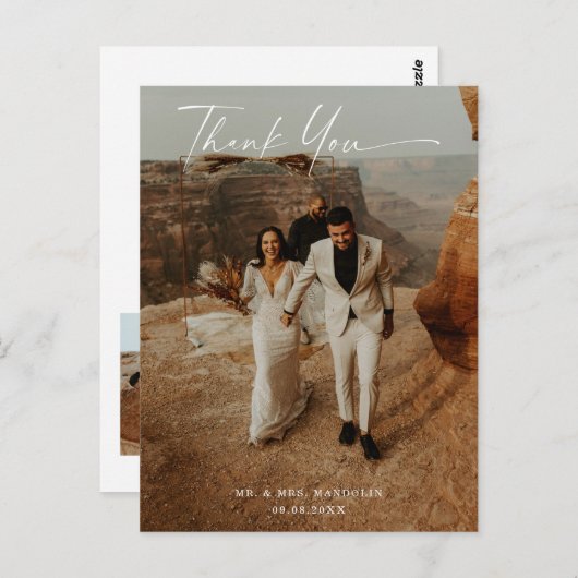 Handgeschreven bruiloft 2-foto Hartelijk dank Briefkaart (Voorkant / Achterkant)