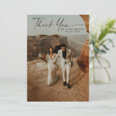 Handgeschreven bruiloft 2-foto met script bedankkaart (Staand voorkant)