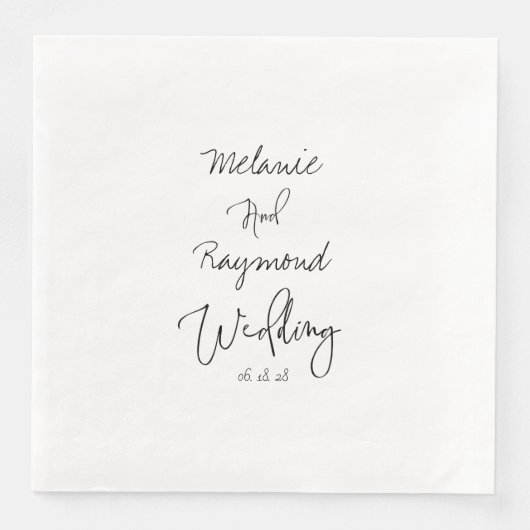 Handgeschreven bruiloft 8" Square Dinner Napkins Servet (Voorkant)