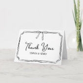Handgeschreven bruiloft bedankkaarten Elegant Bow Bedankkaart (Voorkant)