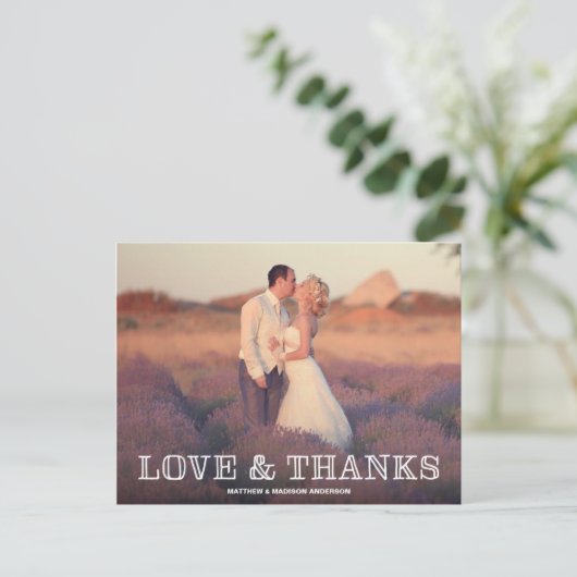 HANDGESCHREVEN | BRUILOFT BEDANKT POST KAART (Staand voorkant)