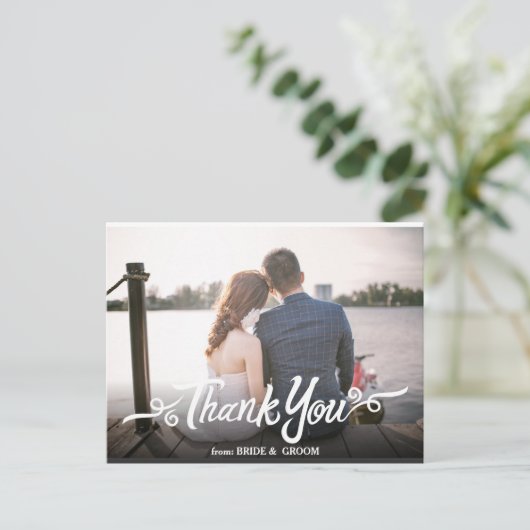 Handgeschreven bruiloft Dank u Briefkaart (Staand voorkant)