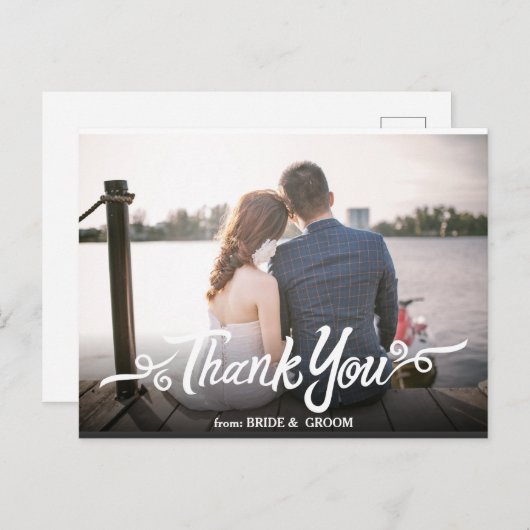 Handgeschreven bruiloft Dank u Briefkaart (Voorkant / Achterkant)