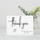 Handgeschreven bruiloft dank u kaart, eenvoudig on bedankkaart (Staand voorkant)