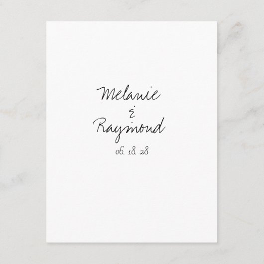 Handgeschreven bruiloft de gegevens behuizing Kaar Informatiekaartje (Achterkant)