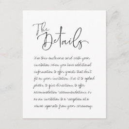 Handgeschreven bruiloft de gegevens behuizing Kaar Informatiekaartje