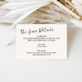 Handgeschreven bruiloft details informatiekaartje