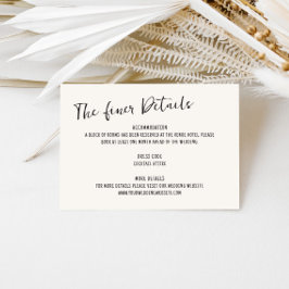 Handgeschreven bruiloft details informatiekaartje