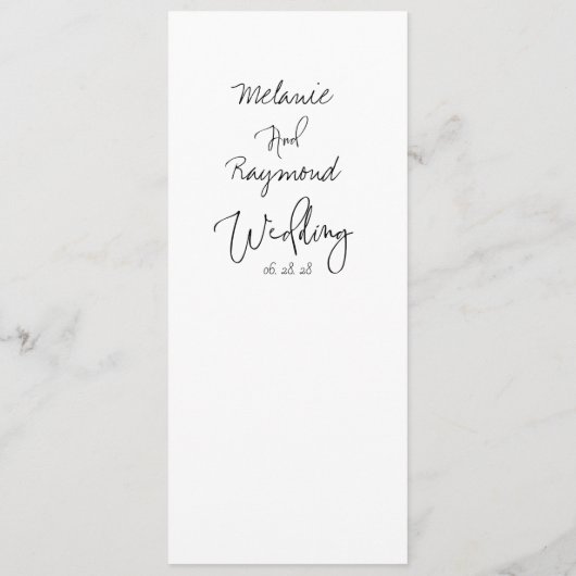 Handgeschreven bruiloft diner menu (Achterkant)