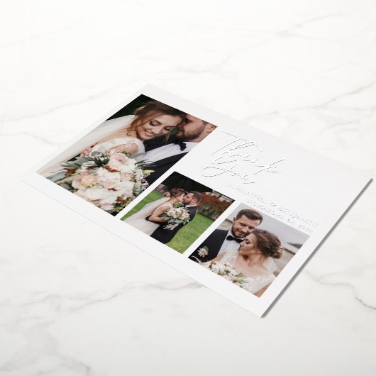 Handgeschreven bruiloft foto Folie dank u kaart (Gedraaid)