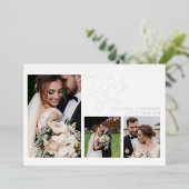 Handgeschreven bruiloft foto Folie dank u kaart (Staand Voorkant)