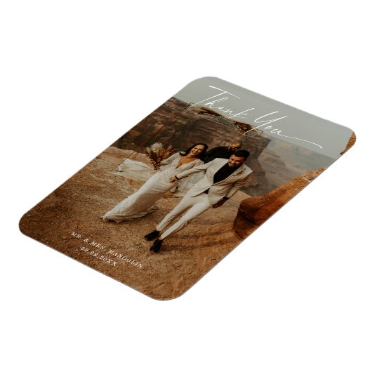 Handgeschreven bruiloft foto Hartelijk dank Magneet (Linkerzijde)