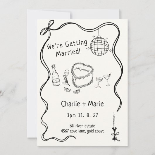 Handgeschreven bruiloft kaart (Voorkant)