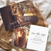 Handgeschreven bruiloft Opslaan Datum foto minimal Save The Date