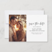 Handgeschreven bruiloft Opslaan Datum foto minimal Save The Date (Achterkant)