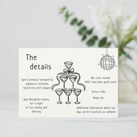 Handgeschreven bruiloft QR Code Details bruiloft Kaart (Staand voorkant)