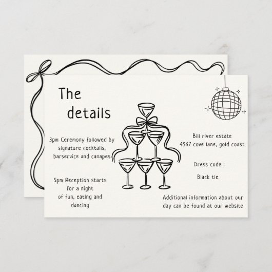 Handgeschreven bruiloft QR Code Details bruiloft Kaart (Voorkant / Achterkant)