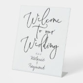 Handgeschreven bruiloft Welkom op onze bruiloft Reclamebord Met Voetstuk (Voorkant)