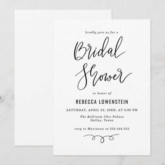 Handgeschreven Bruiloftsfeest Script Modern Kaart (Voorkant / Achterkant)