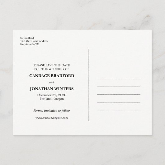 Handgeschreven Brush Script Foto Sla de datum op Aankondigingskaart (Achterkant)