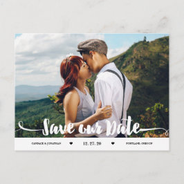 Handgeschreven Brush Script Foto Sla de datum op Aankondigingskaart