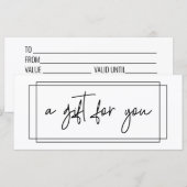Handgeschreven cadeaubon dozen modern schrift (Voorkant / Achterkant)