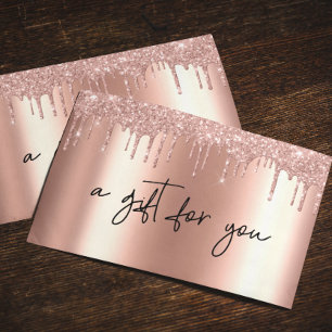 Handgeschreven cadeaubon Glitter Roze Goud