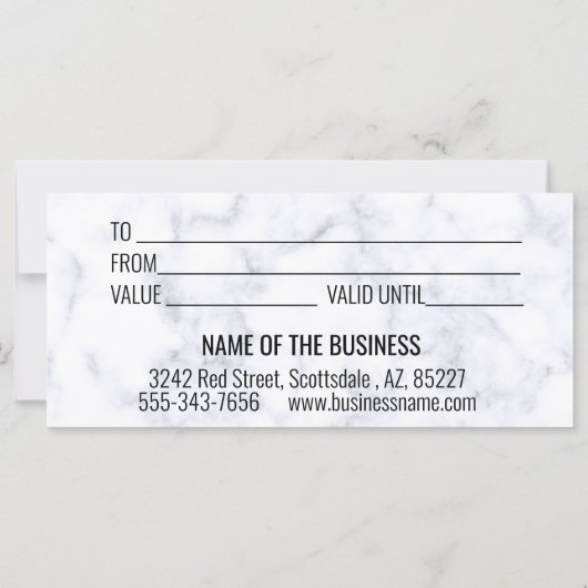 Handgeschreven cadeaubon Marble Gold (Achterkant)