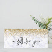 Handgeschreven cadeaubon Marble Gold (Staand voorkant)