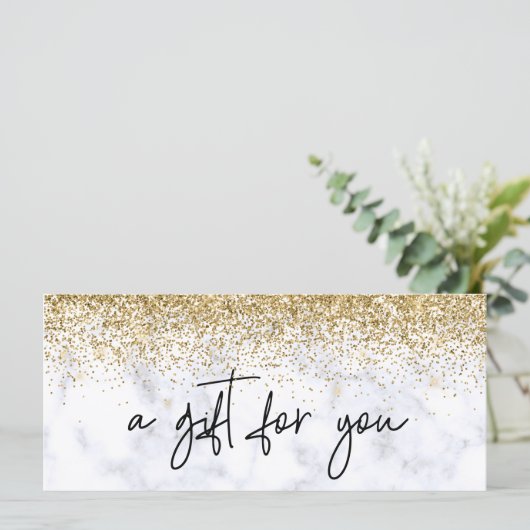 Handgeschreven cadeaubon Marble Gold (Staand voorkant)