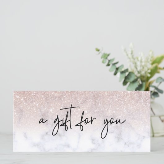 Handgeschreven Cadeaubon Marble Roos Gold (Staand voorkant)