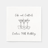 Handgeschreven Cakes Cocktails Doodles Verjaardags Servet (Voorkant)