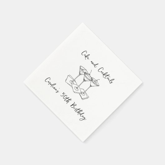 Handgeschreven Cakes Cocktails Doodles Verjaardags Servet (Hoek)