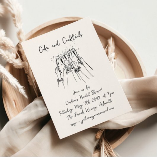 Handgeschreven Cakes Cocktails Doodles Vrijgezelle Kaart