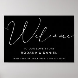 Handgeschreven Calligrafie Black Wedding Sign Poster