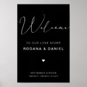 Handgeschreven Calligrafie Black Wedding Sign Poster (Voorkant)