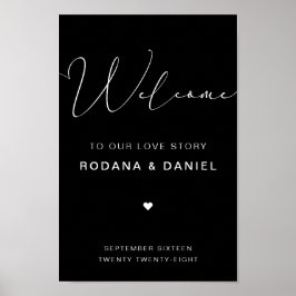 Handgeschreven Calligrafie Black Wedding Sign Poster