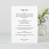 Handgeschreven Casual Whimsy White Wedding Menu Ka Kaart (Staand voorkant)