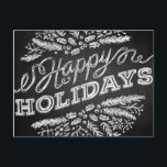 Handgeschreven Chalkboard Prettige feestdagen Brie<br><div class="desc">De groeten van de feestdag (hier "Prettige feestdagen") worden getoond op deze unieke en trendy krijtbordstijl kerstkaart. De handgeschreven typografie ziet eruit als krijt op een bord, de kerstakelende kerstmantekeningen (pijnboomtakken, bessen) zijn geordend in een decoratief cirkelpatroon. U kunt met uw eigen namen en bericht in de rug aanpassen. Beschikbaar...</div>