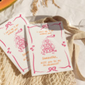 Handgeschreven Champagne Toren Bruidsmeisje Voorst Kaart