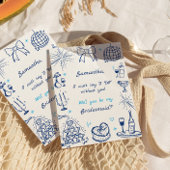 Handgeschreven champagne toren bruidsmeisje voorst kaart